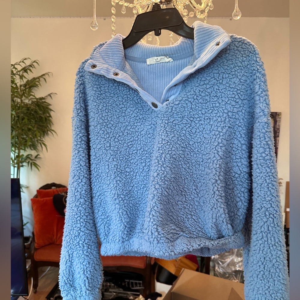 Fluffy Hippie Rose Blue Sweater